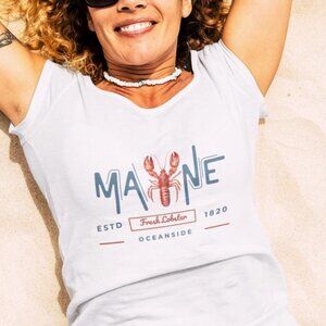Maine Lobster Graphic Tee, Fisherman Aesthetic, Beachwear T-Shirt